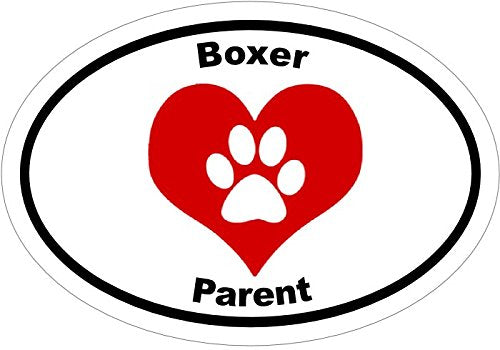 WickedGoodz Oval Vinyl Pawprint Heart Boxer Decal - Dog Bumper Sticker - Perfect Pet Owner Gift-WickedGoodz