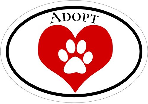 WickedGoodz Oval Heart with Paw Print Adopt Animal Shelter Vinyl Window Decal - Shelter Bumper Sticker - Perfect Pet Lover Gift-WickedGoodz