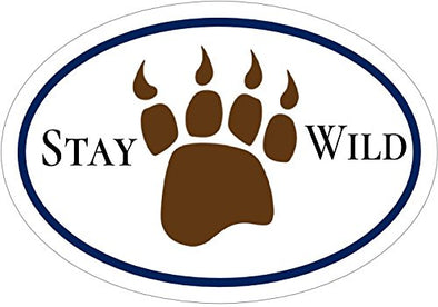 WickedGoodz Oval Stay Wild Bear Paw Vinyl Decal - Outdoors Bumper Sticker - Perfect Inspirational Hiking Gift-WickedGoodz