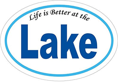 WickedGoodz Oval Life is Better at Lake Vinyl Decal - Lake Life Bumper Sticker - Perfect Lake Sticker Home Gift-WickedGoodz