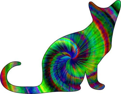 WickedGoodz Tie Dye Cat Vinyl Decal - Kitty Bumper Sticker - Perfect Feline Lover Gift-WickedGoodz