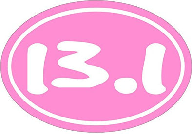 WickedGoodz Oval Pink 13.1 Half Marathon Decal - Running Bumper Sticker - Perfect Runner Gift-WickedGoodz