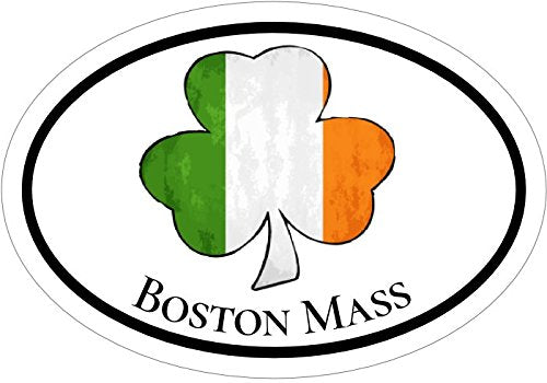 WickedGoodz Oval Irish Flag Shamrock Boston Vinyl Decal - Massachusetts Bumper Sticker - Perfect Souvenir Gift-WickedGoodz