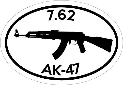 Oval Vinyl 7.62 AK-47 Decal - Ak47 Bumper Sticker - 2nd Amendment Sticker - Perfect Gun Rights Gift-WickedGoodz