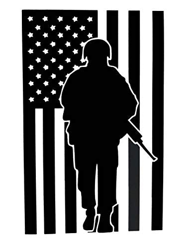 Custom Vinyl American Flag Veteran Decal - Soldier Bumper Sticker, for Tumblers, Laptops, Car Windows - Patriotic Gift-WickedGoodz