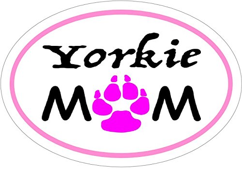 WickedGoodz Pink Oval Yorkie Mom Decal - Yorkshire Terrier Bumper Sticker - Perfect Pet Gift-WickedGoodz