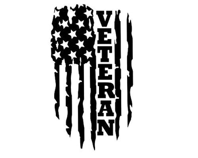 Custom Vinyl Distressed American Flag Veteran Decal - Soldier Bumper Sticker, for Tumblers, Laptops, Car Windows - Patriotic Military Gift-WickedGoodz