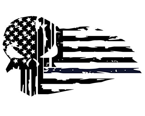 Custom Vinyl Distressed American Flag Skull Decal - Soldier Bumper Sticker, for Tumblers, Laptops, Car Windows - Patriotic Military Gift-WickedGoodz