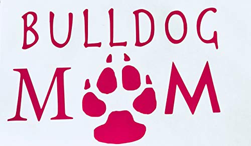 Custom Pink Paw Bulldog Mom Vinyl Decal - Dog Breed Bumper Sticker, for Laptops or Car Windows - Paw Print Transfer-WickedGoodz