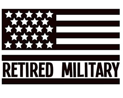 Custom Vinyl Retired Military American Flag Veteran Decal - Soldier Bumper Sticker, for Tumblers, Laptops, Car Windows - Patriotic Military Gift-WickedGoodz