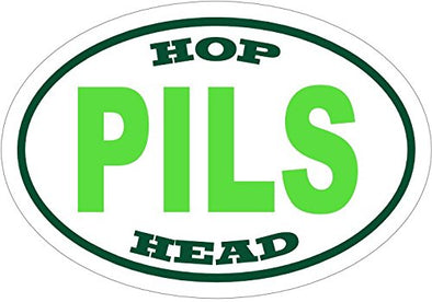 Oval Vinyl Hop Head Pilsner Beer Decal - Craft Brew Bumper Sticker - Hops Gift-WickedGoodz