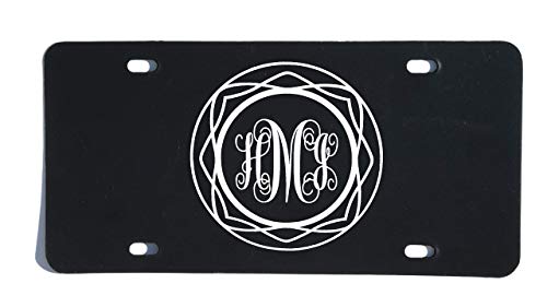 Personalized Monogram Vanity Plate, Circle Script Letter Design - Style 4-WickedGoodz