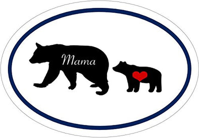 WickedGoodz Oval Vinyl Mama Bear Decal - Mom Bear Bumper Sticker - Perfect Mother Gift-WickedGoodz