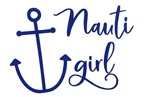 Custom Vinyl Nauti Girl Boat Anchor Decal, Nautical Love Bumper Sticker, for Tumblers, Laptops, Car Windows-WickedGoodz