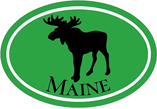 WickedGoodz Oval Green Maine Moose Vinyl Decal - Me Bumper Sticker - Perfect Vacationer Gift-WickedGoodz