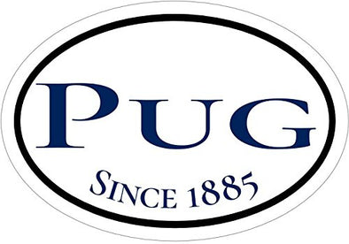 WickedGoodz Oval Vinyl Since 1885 Pug Decal - Dog Bumper Sticker - Perfect Pugs Owners Gift-WickedGoodz