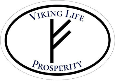 WickedGoodz Oval Wealth and Prosperity Viking Rune Vinyl Decal - Norse Bumper Sticker - Scandinavian Gift-WickedGoodz