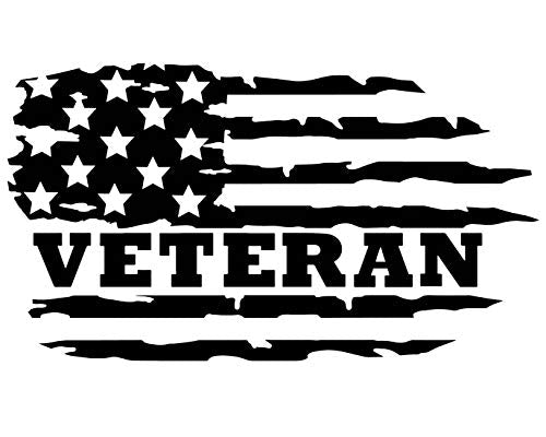 Custom Vinyl Distressed American Flag Veteran Decal Style 2 - Soldier Bumper Sticker, for Tumblers, Laptops, Car Windows - Patriotic Military Gift-WickedGoodz