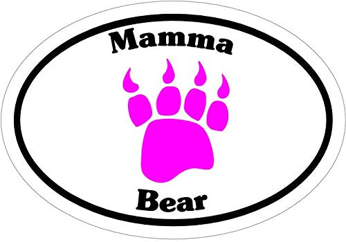 WickedGoodz Oval Pink Mamma Bear Vinyl Decal - Paw Bumper Sticker - Perfect Mother Nature Gift-WickedGoodz