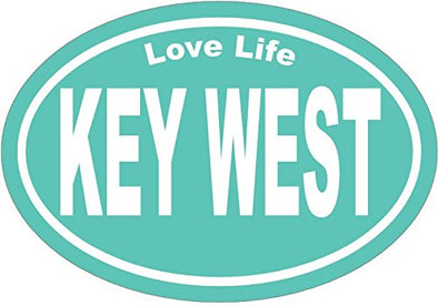 WickedGoodz Oval Sea Green Love Life Key West Vinyl Decal - Florida Bumper Sticker - Beach Vacation Souvenir Gift-WickedGoodz