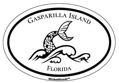 WickedGoodz Oval Vinyl Gasparilla Island Mermaid Tail Decal - Florida Bumper Sticker - Beach Vacation Souvenir Gift-WickedGoodz