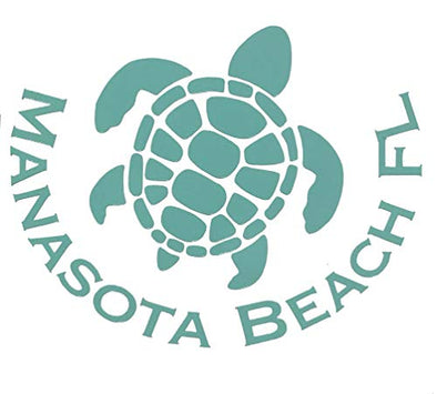 Custom Vinyl Manasota Beach Florida Decal, Turtle Bumper Sticker, for Tumblers, Laptops, Car Windows - Choose Color and Size-WickedGoodz