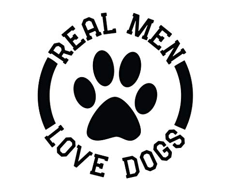 Custom Personalized Real Men Love Dogs Vinyl Decal - Pet Paw Bumper Sticker, for Tumblers Coolers, Laptops, Car Windows - Gifts for Dog Owners-WickedGoodz