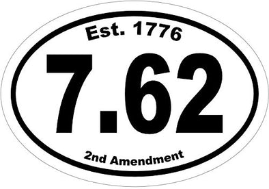 Oval Vinyl Est.1776 7.62 Decal, Ak47 Bumper Sticker, 2nd Amendment Gun Gift-WickedGoodz