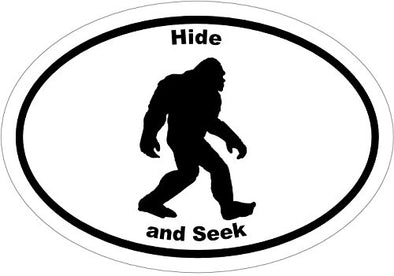WickedGoodz Oval Hide and Seek Bigfoot Vinyl Decal - Sasquatch Bumper Sticker - Perfect Hiking Outdoor Gift-WickedGoodz