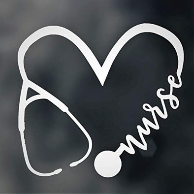 Custom Nurse Stethoscope Vinyl Decal - Nursing Bumper Sticker, for Tumblers, Laptops, Car Windows - Heartbeat EKG ECG Medical design-WickedGoodz