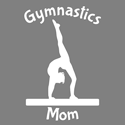 WickedGoodz White Gymnastics Mom Vinyl Decal Transfer - Sports Bumper Sticker - Perfect Gymnastics Mom Gift-WickedGoodz