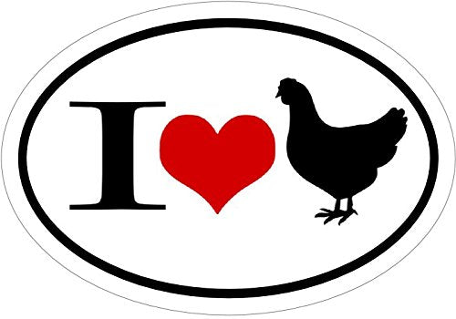 WickedGoodz Oval Vinyl I Love Chickens Decal, Hen Bumper Sticker, Chicken Gift-WickedGoodz