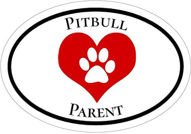 WickedGoodz Oval Heart Paw Print Pit Bull Parent Vinyl Window Decal - Pitbull Bumper Sticker - Perfect Bully Dog Breed Owner Gift-WickedGoodz