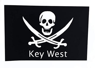Custom Pirate Flag Key West Vinyl Decal - Florida Keys Bumper Sticker, for Coolers, Boats, Laptops, Car Windows, Pick Size and Color-WickedGoodz