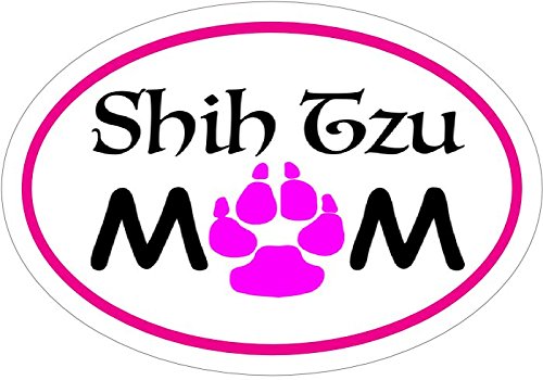 WickedGoodz Oval Pink Shih Tzu MOM Vinyl Window Decal - Dog Bumper Sticker - Perfect Shih TZU Dog Mother Gift-WickedGoodz