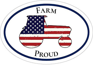 WickedGoodz Oval American Flag Tractor Farm Proud Vinyl Decal - Patriotic Bumper Sticker - Perfect Country Gift-WickedGoodz