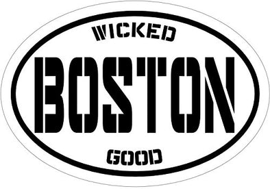 Oval Black Wicked Good Boston Decal - Massachusetts Bumper Sticker - Perfect Boston Vacation Gift-WickedGoodz