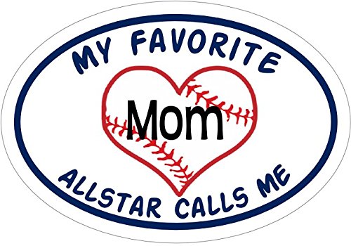 Oval My Favorite All Star Calls Me Mom Heart Baseball Decal-WickedGoodz