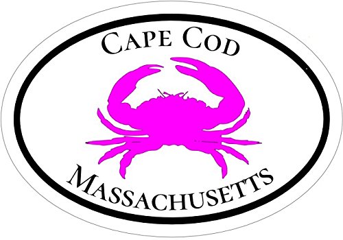 WickedGoodz Oval Pink Crab Cape Cod Vinyl Decal - Beach Bumper Sticker - Perfect Mass Vacation Gift-WickedGoodz