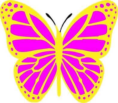 WickedGoodz Die Cut Pink and Yellow Butterfly Vinyl Decal - Cute Bumper Sticker - Perfect Butterfly Gift-WickedGoodz