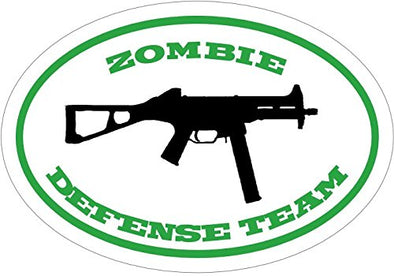 Oval Vinyl Zombie Defense Team Gun Decal - Funny Bumper Sticker - Undead Decoration-WickedGoodz
