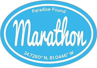 WickedGoodz Vinyl Blue Marathon Paradise Found Florida Keys Decal - Florida Bumper Sticker - Perfect Beach Vacation Souvenir Gift-WickedGoodz