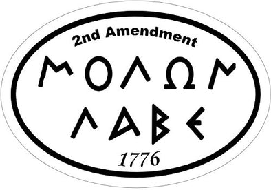 Oval Vinyl Molon Labe 1776 2nd Amendment Decal - Patriotic Bumper Sticker - 2nd Amendment Sticker - Made in The USA-WickedGoodz