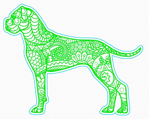 WickedGoodz Vinyl Green Boho Style Boxer Decal - Dog Bumper Sticker - Perfect Pet Boxer Owner Gift-WickedGoodz