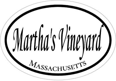 WickedGoodz Oval Vinyl Martha's Vineyard Decal - Massachusetts Bumper Sticker - Perfect Island Ocean Vacation Gift-WickedGoodz