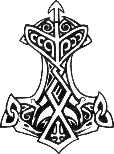 WickedGoodz Thors Hammer Rune Vinyl Decal - Viking Bumper Sticker - Thor Rune Norse Gift-WickedGoodz