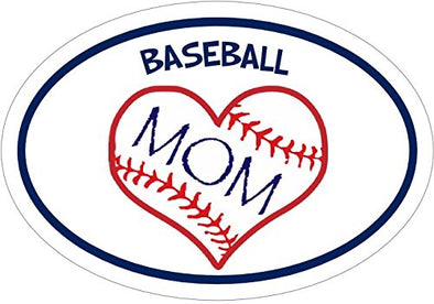 Oval Baseball Mom Heart Vinyl Decal-WickedGoodz