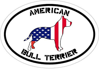 WickedGoodz Oval American Flag Pit Bull Vinyl Decal - Pitbull Bumper Sticker - Perfect Dog Breed Pet Gift-WickedGoodz