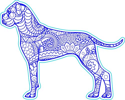 WickedGoodz Vinyl Blue Boho Style Boxer Decal - Dog Bumper Sticker - Perfect Pet Boxer Owner Gift-WickedGoodz