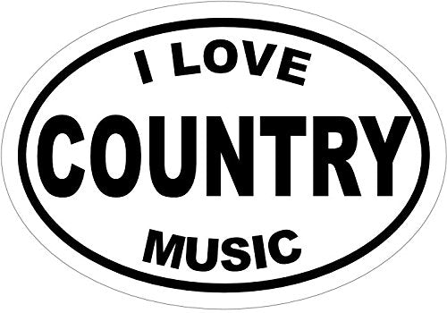 WickedGoodz Oval I Love Country Music Vinyl Decal - Music Bumper Sticker - Perfect Honkytonk Gift-WickedGoodz